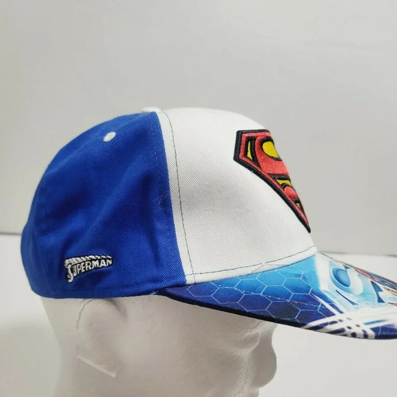 Dc Comic Men's Superman Hat Back Snap Button & Top Solid Blue/White OS - Picture 1 of 7